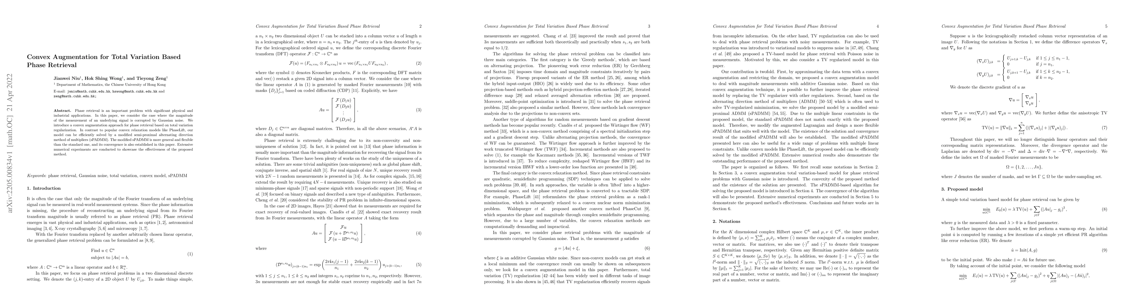 Thumbnail for Convex Augmentation for Total Variation Based Phase Retrieval