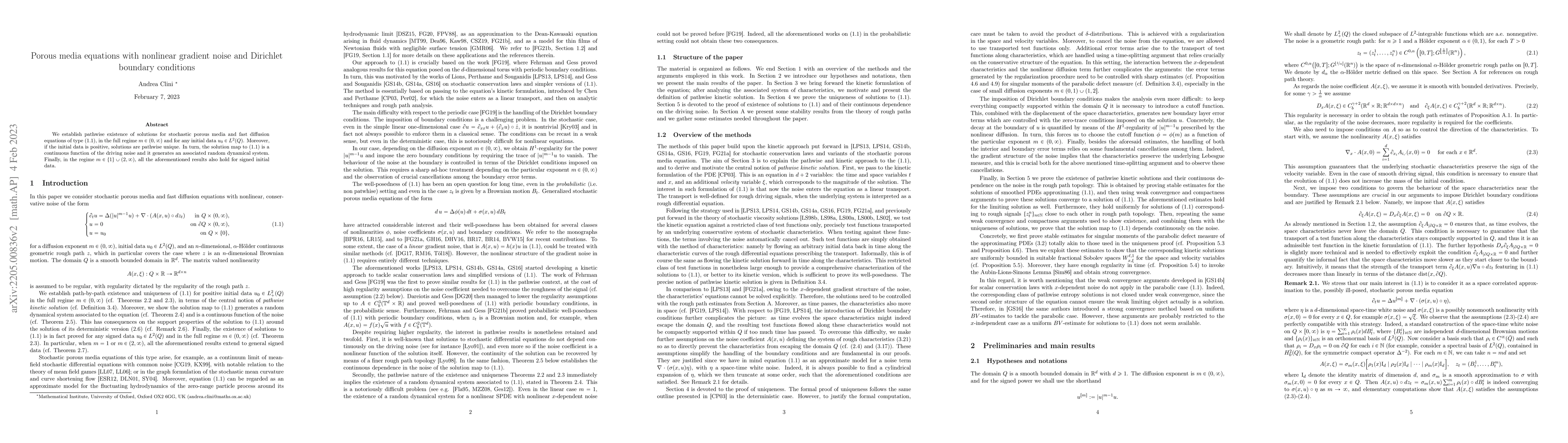 Thumbnail for Porous media equations with nonlinear gradient noise and Dirichlet
  boundary conditions
