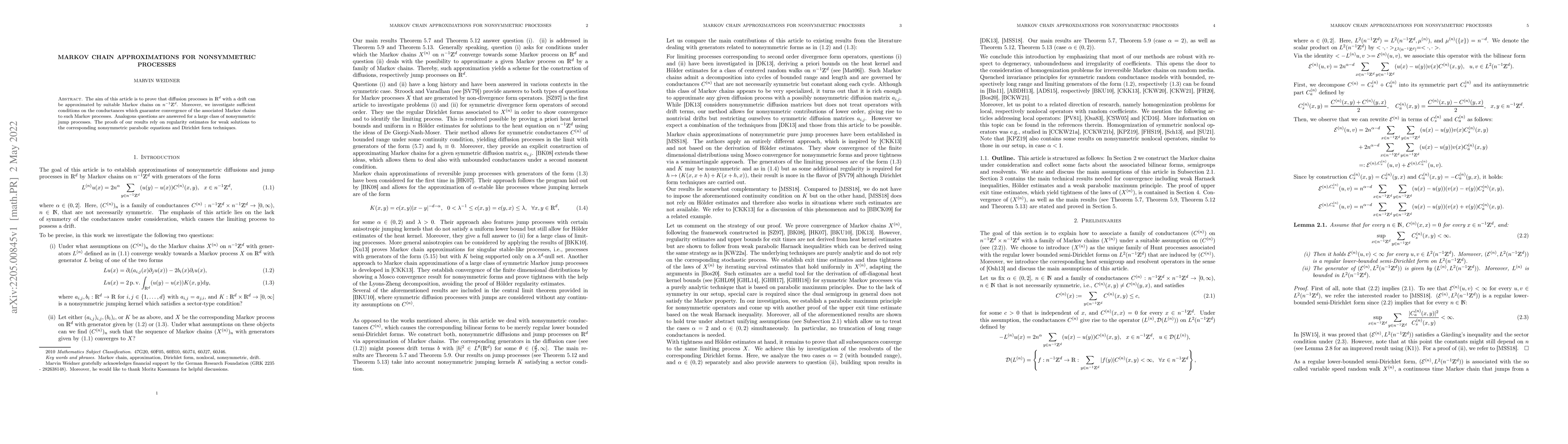 Thumbnail for Markov chain approximations for nonsymmetric processes