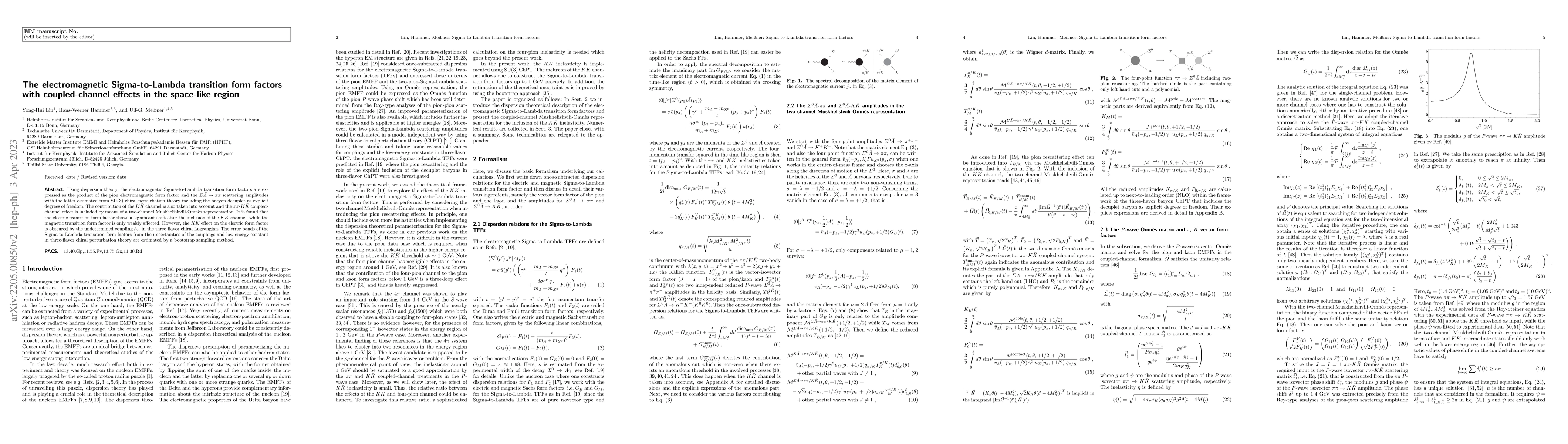 Thumbnail for The electromagnetic Sigma-to-Lambda transition form factors with
  coupled-channel effects in the space-like region