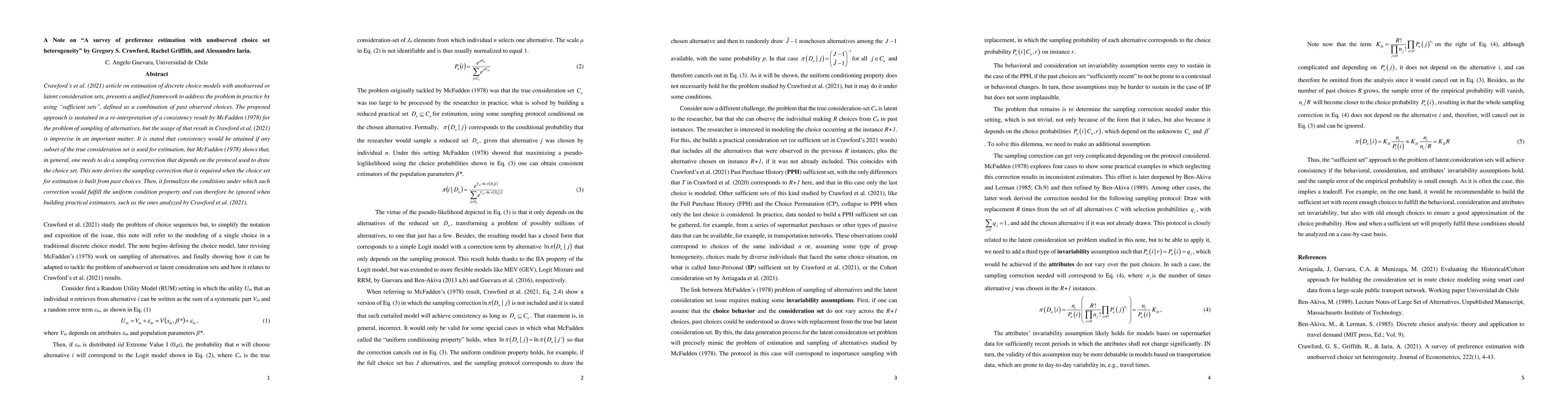 Thumbnail for A Note on "A survey of preference estimation with unobserved choice set
  heterogeneity" by Gregory S. Crawford, Rachel Griffith, and Alessandro Iaria