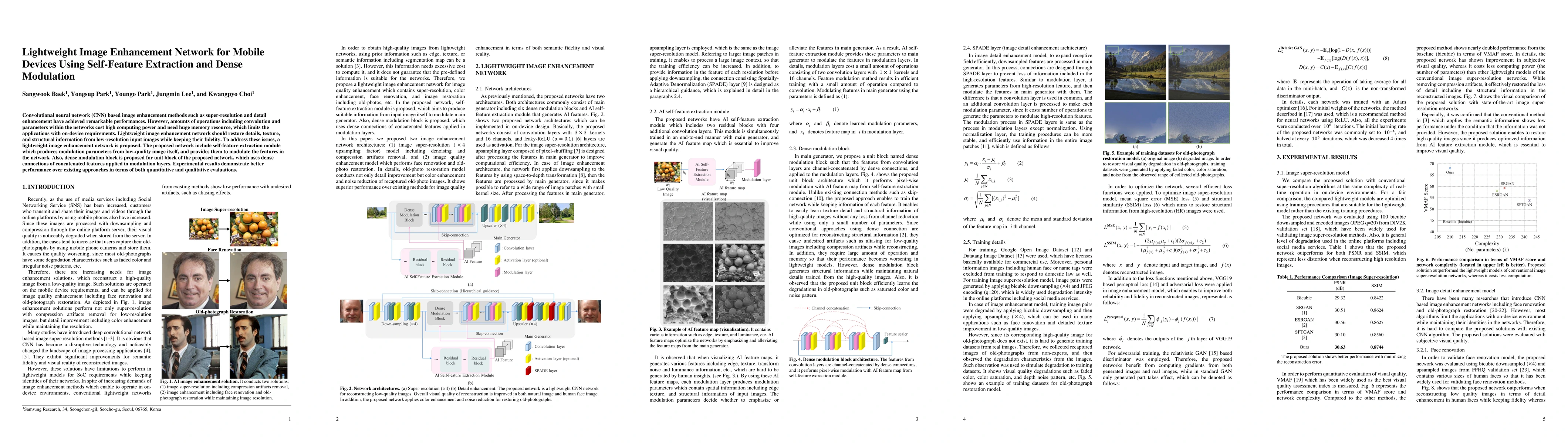 Thumbnail for Lightweight Image Enhancement Network for Mobile Devices Using
  Self-Feature Extraction and Dense Modulation