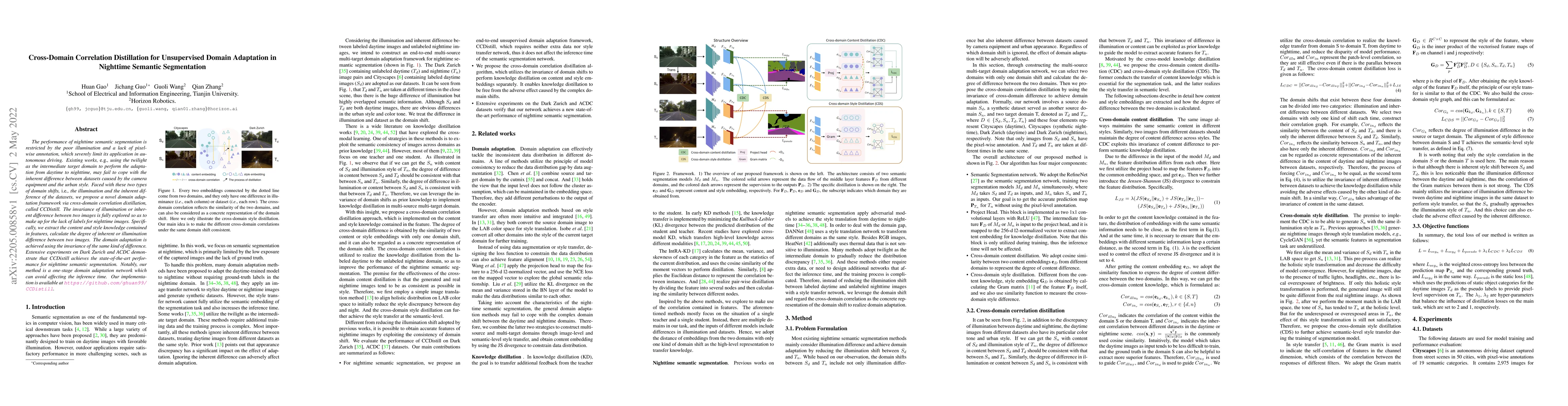 Thumbnail for Cross-Domain Correlation Distillation for Unsupervised Domain Adaptation
  in Nighttime Semantic Segmentation
