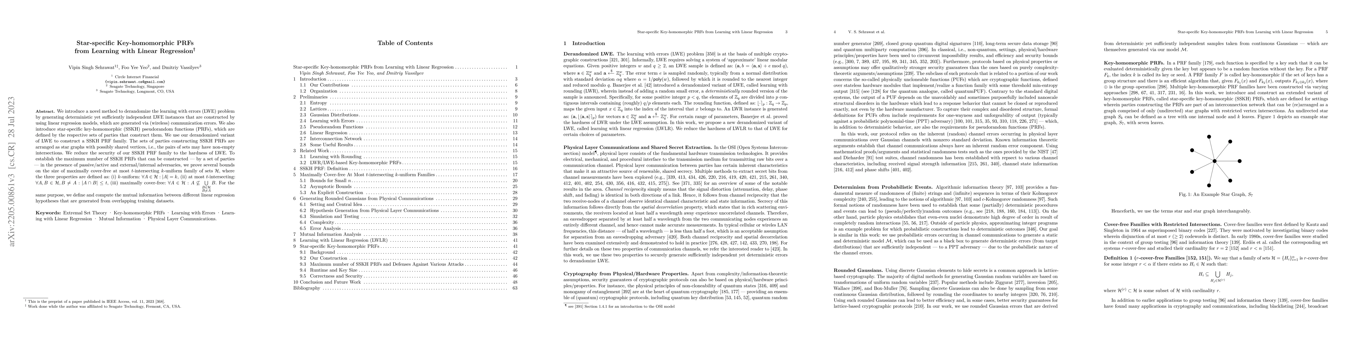 Thumbnail for Star-specific Key-homomorphic PRFs from Learning with Linear Regression