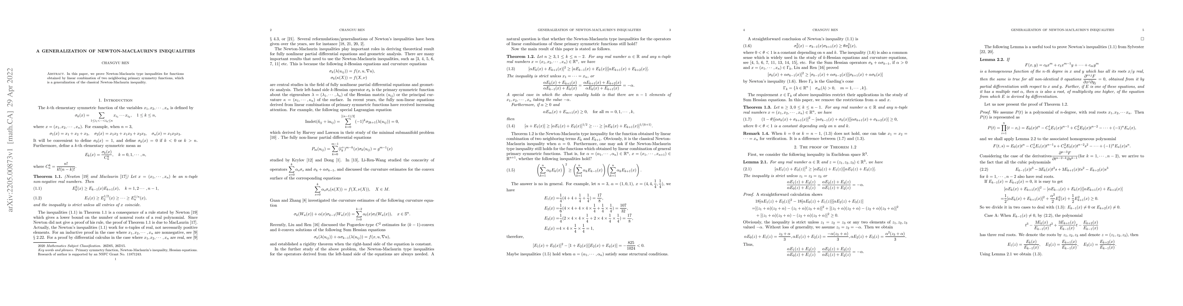 Thumbnail for A generalization of Newton-Maclaurin's inequalities