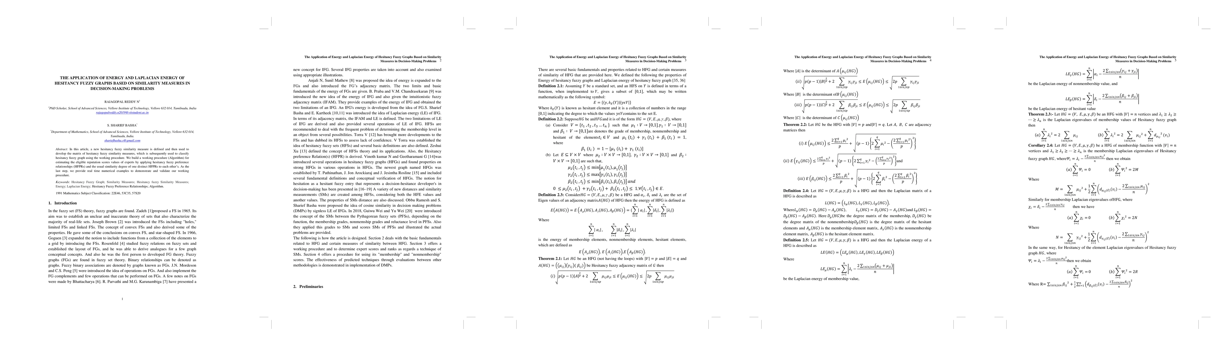 Thumbnail for The Application of Energy and Laplacian Energy of Hesitancy Fuzzy Graph
  Based on Similarity Measures in Decision Making Problems
