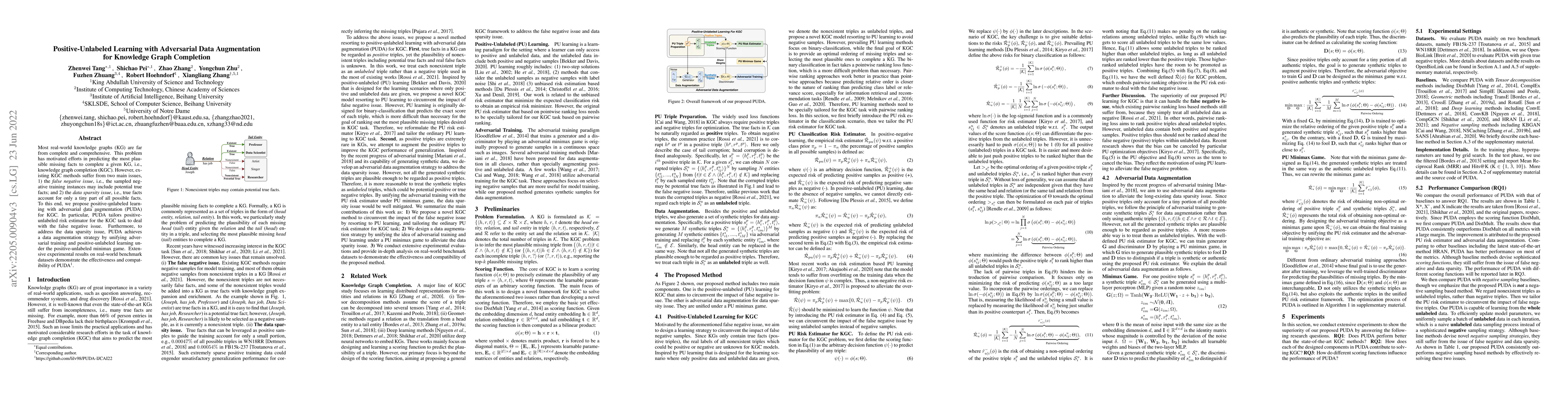 Thumbnail for Positive-Unlabeled Learning with Adversarial Data Augmentation for
  Knowledge Graph Completion