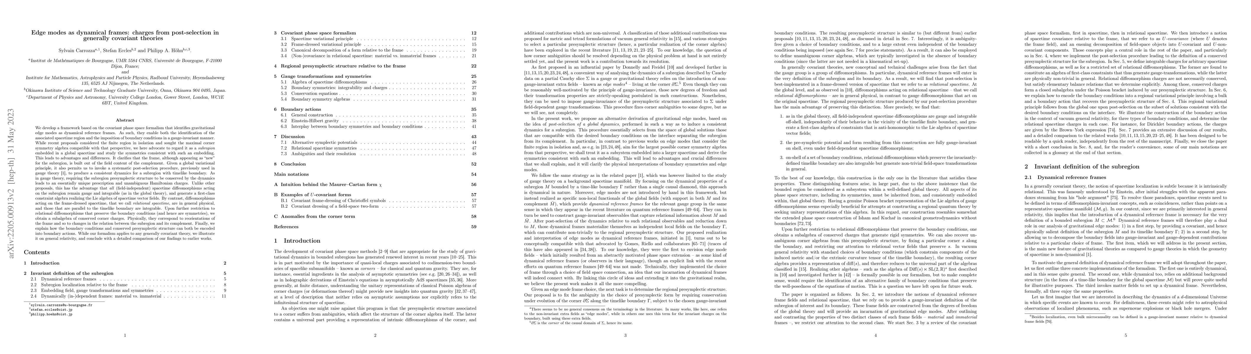 Thumbnail for Edge modes as dynamical frames: charges from post-selection in generally
  covariant theories