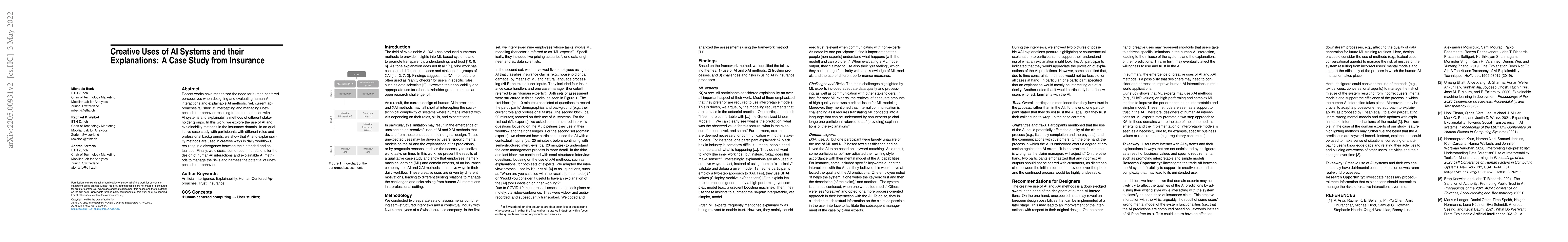 Thumbnail for Creative Uses of AI Systems and their Explanations: A Case Study from
  Insurance
