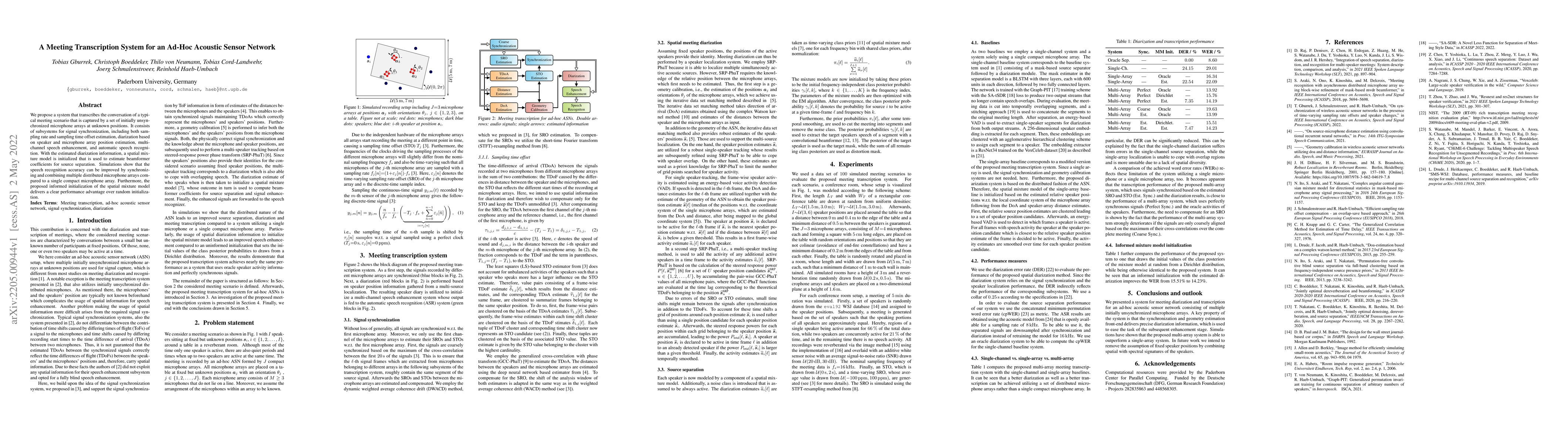 Thumbnail for A Meeting Transcription System for an Ad-Hoc Acoustic Sensor Network