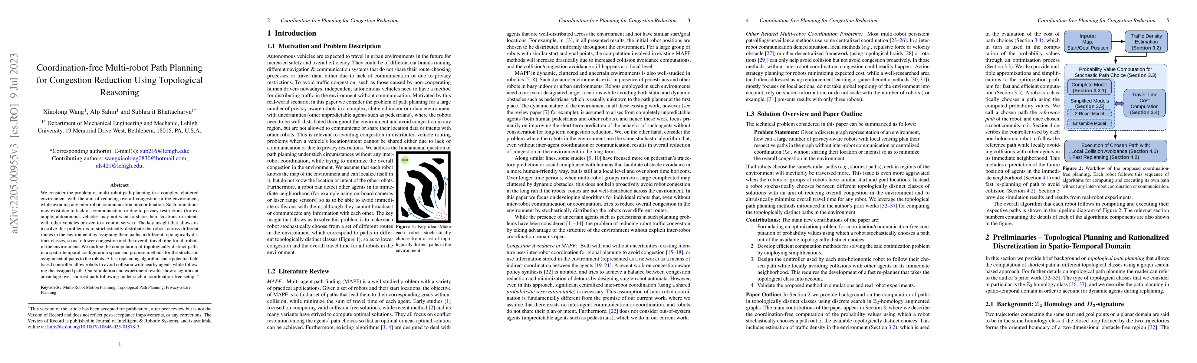 Thumbnail for Coordination-free Multi-robot Path Planning for Congestion Reduction
  Using Topological Reasoning