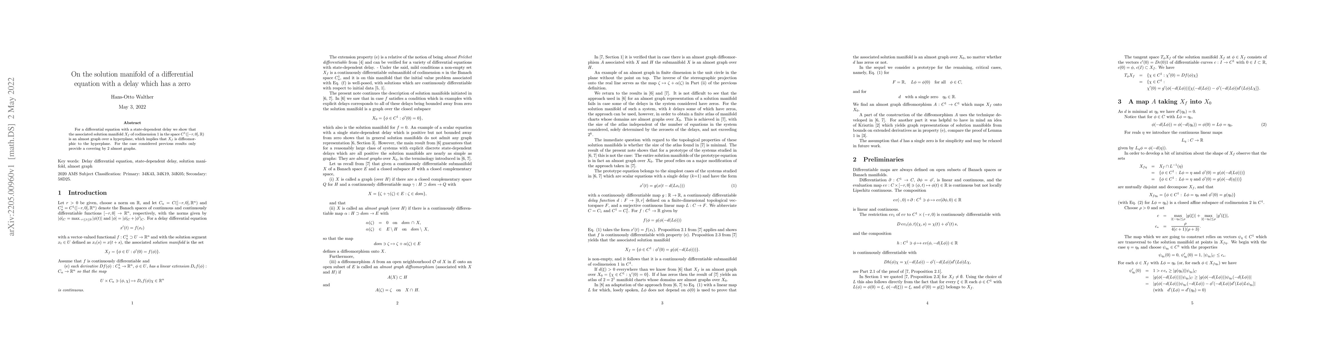 Thumbnail for On the solution manifold of a differential equation with a delay which
  has a zero
