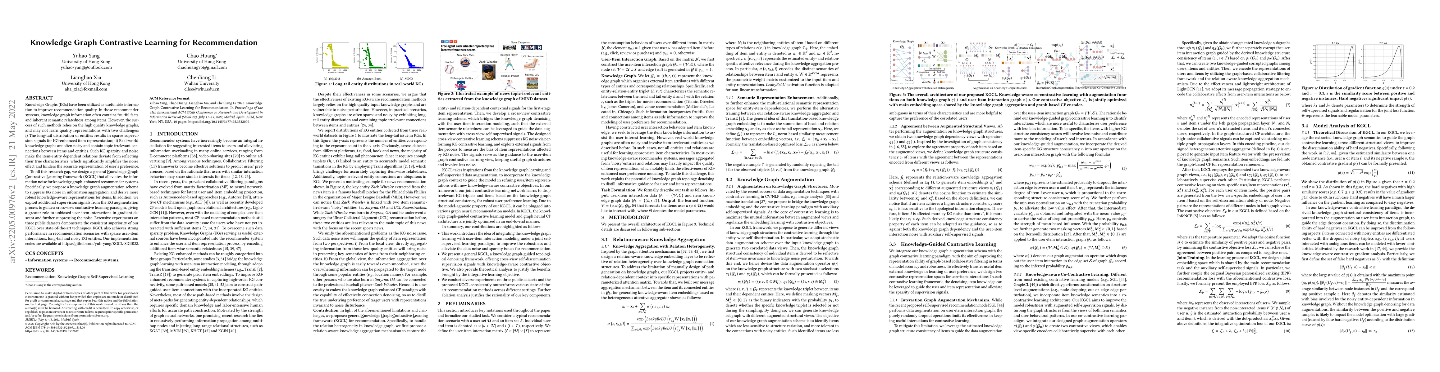 Thumbnail for Knowledge Graph Contrastive Learning for Recommendation