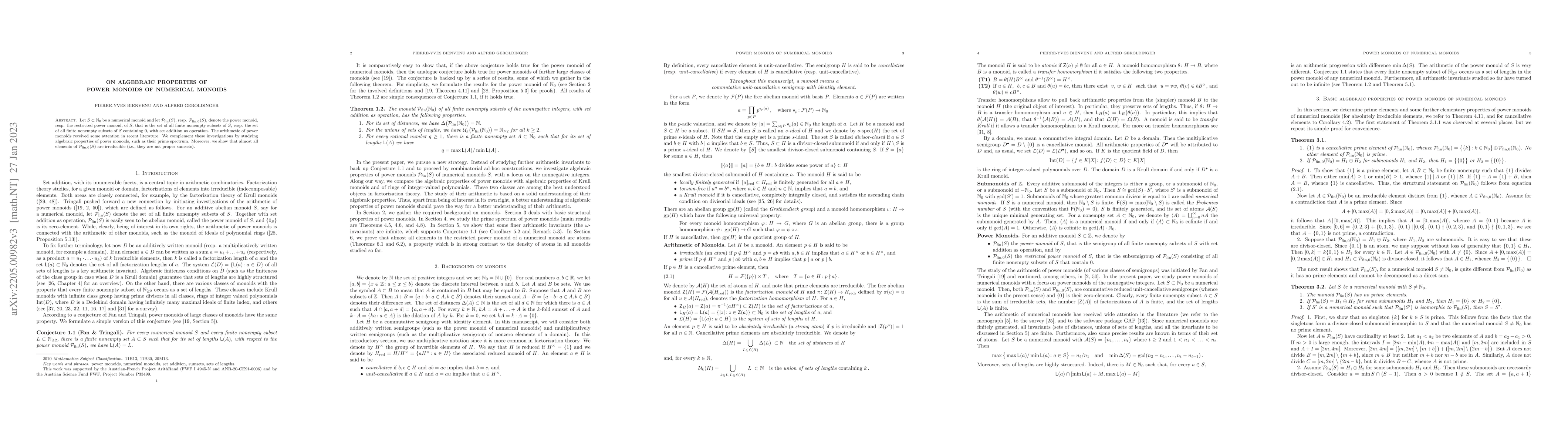 Thumbnail for On algebraic properties of power monoids of numerical monoids