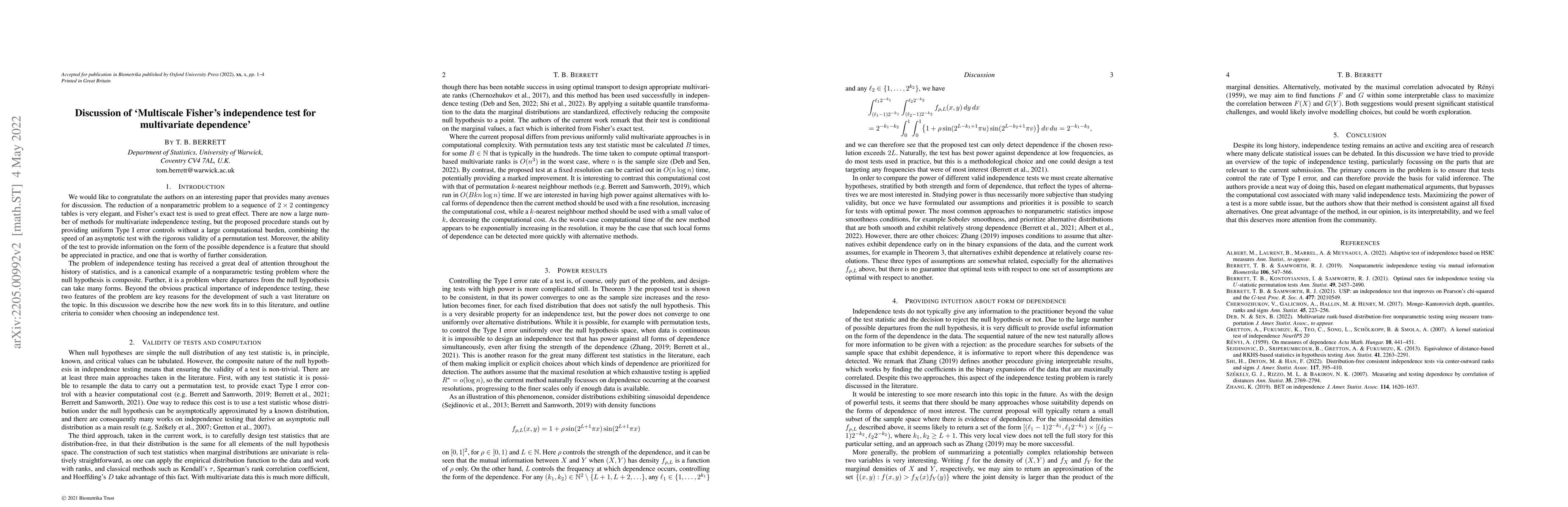 Thumbnail for Discussion of 'Multivariate Fisher's independence test for multivariate
  dependence'
