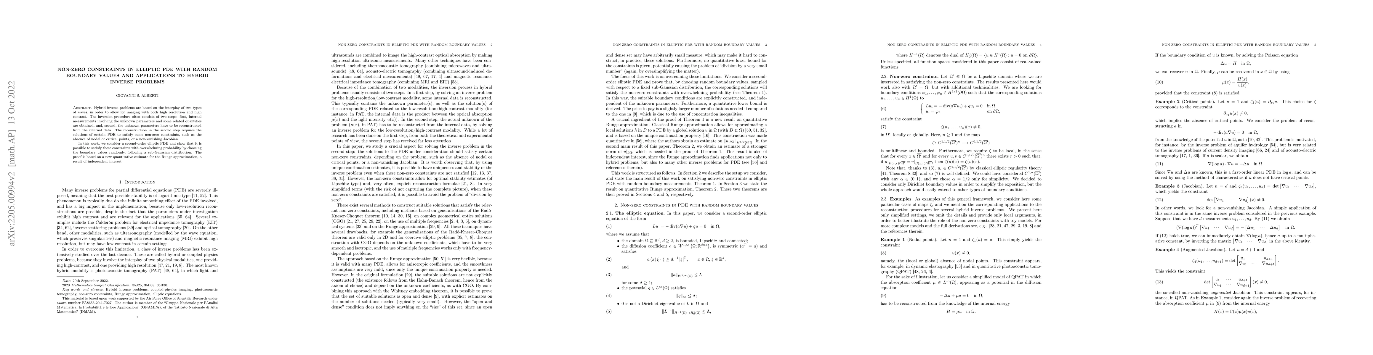 Thumbnail for Non-zero constraints in elliptic PDE with random boundary values and
  applications to hybrid inverse problems