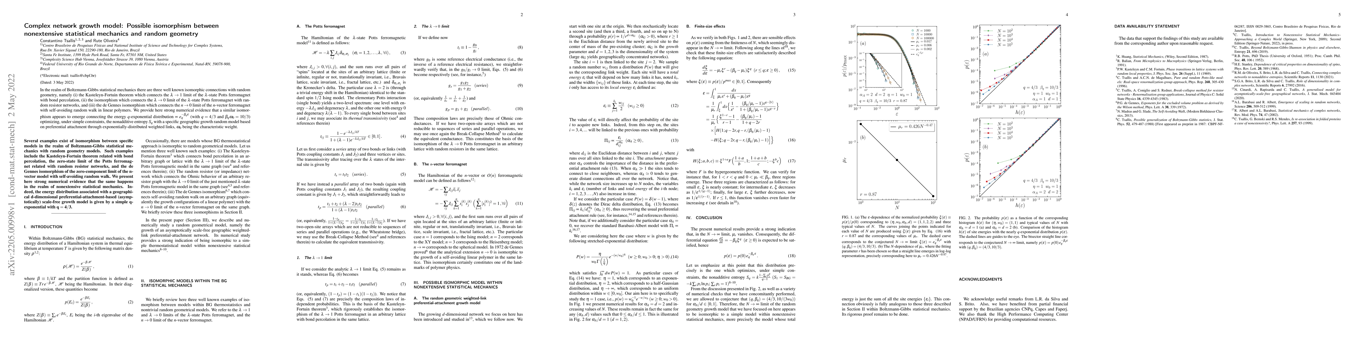 Thumbnail for Complex network growth model: Possible isomorphism between nonextensive
  statistical mechanics and random geometry