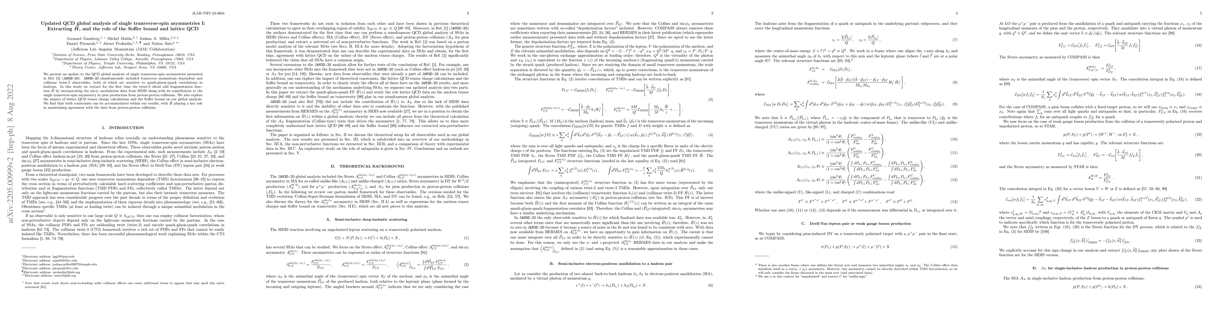 Thumbnail for Updated QCD global analysis of single transverse-spin asymmetries I:
  Extracting $\tilde{H}$, and the role of the Soffer bound and lattice QCD