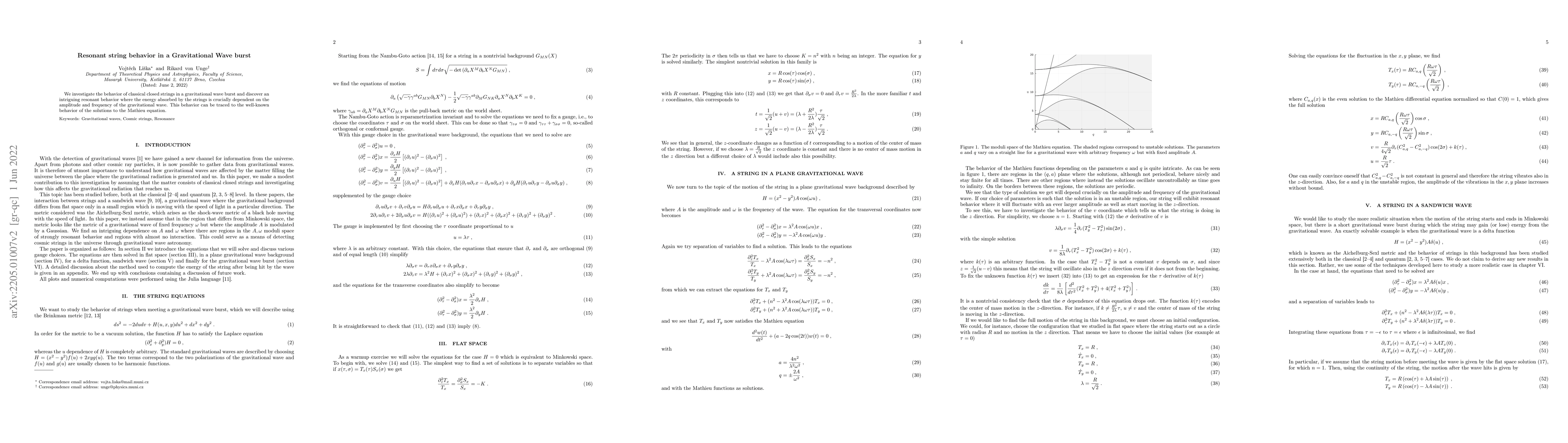 Thumbnail for Resonant string behavior in a Gravitational Wave burst