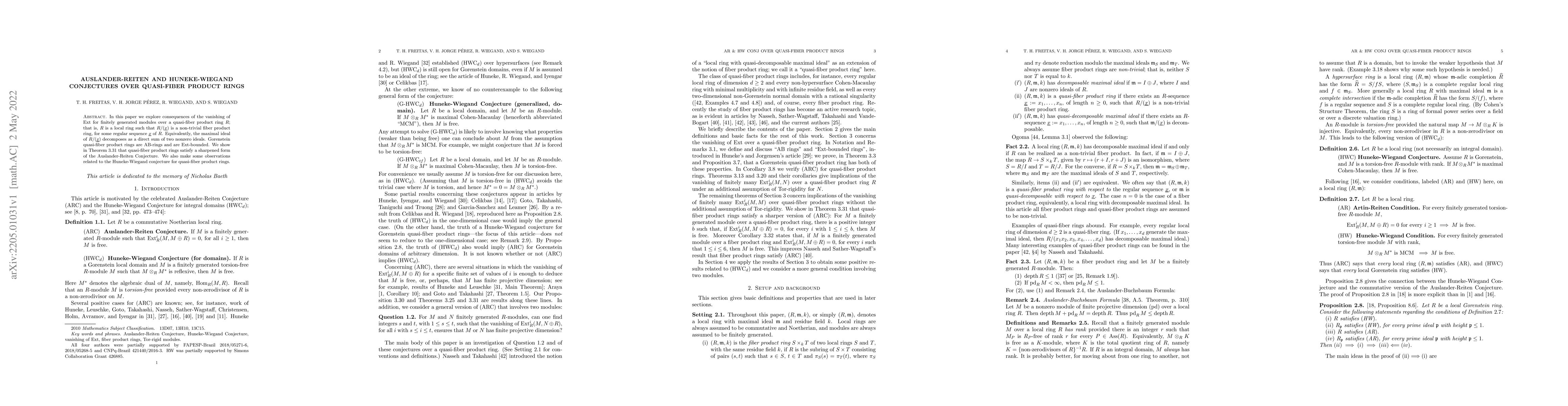 Thumbnail for Auslander-Reiten and Huneke-Wiegand conjectures over quasi-fiber product
  rings