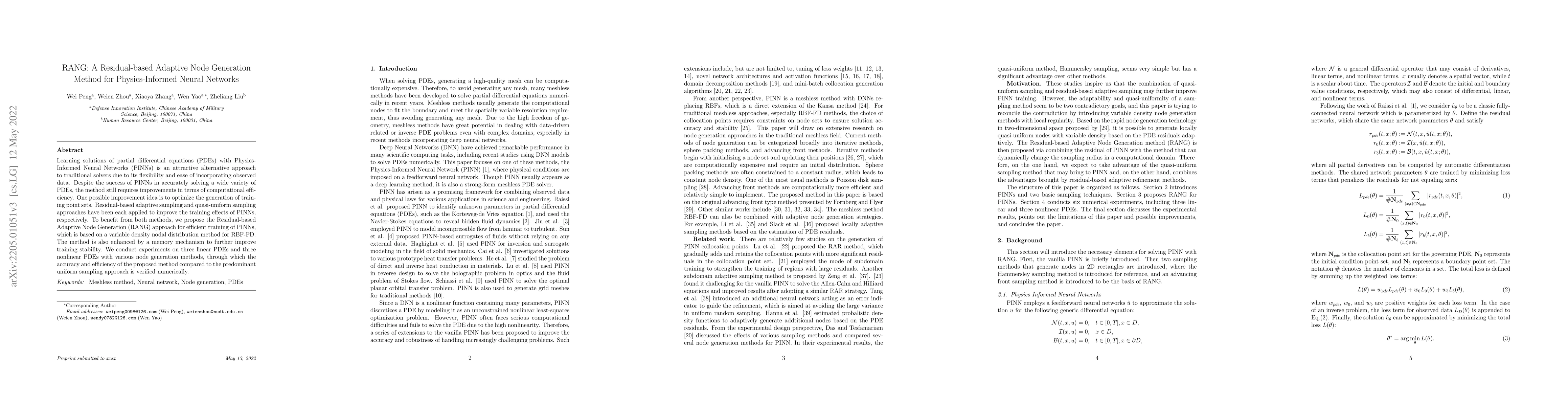 Thumbnail for RANG: A Residual-based Adaptive Node Generation Method for
  Physics-Informed Neural Networks