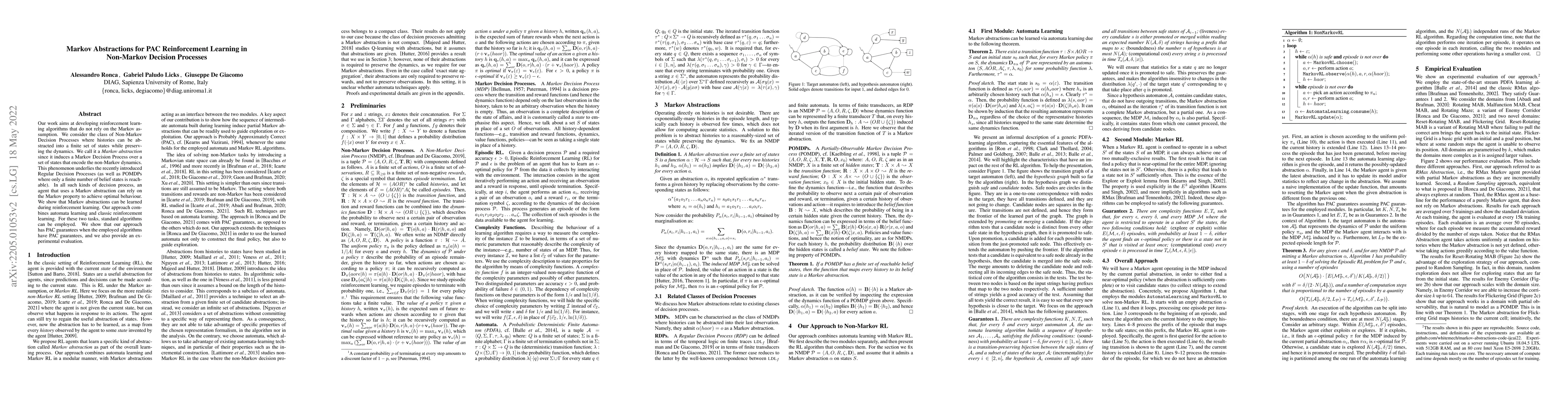 Thumbnail for Markov Abstractions for PAC Reinforcement Learning in Non-Markov
  Decision Processes