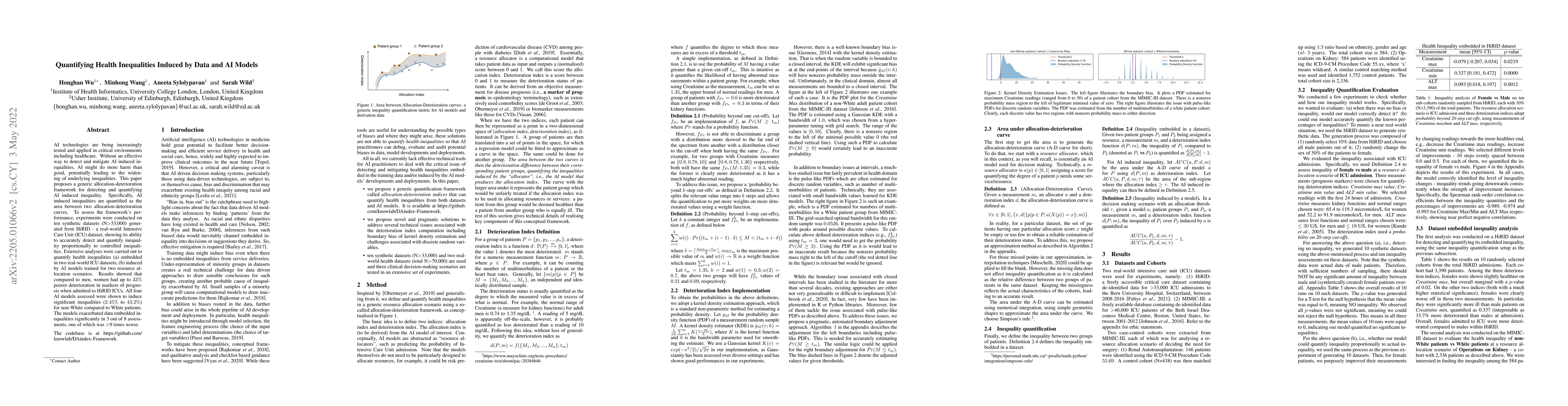 Thumbnail for Quantifying Health Inequalities Induced by Data and AI Models