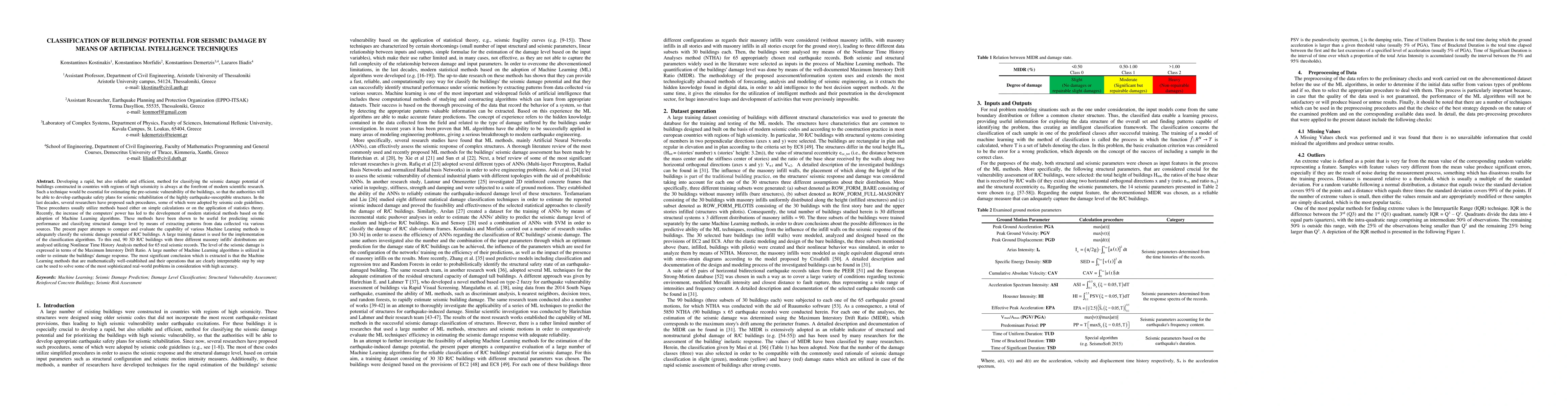 Thumbnail for Classification of Buildings' Potential for Seismic Damage by Means of
  Artificial Intelligence Techniques