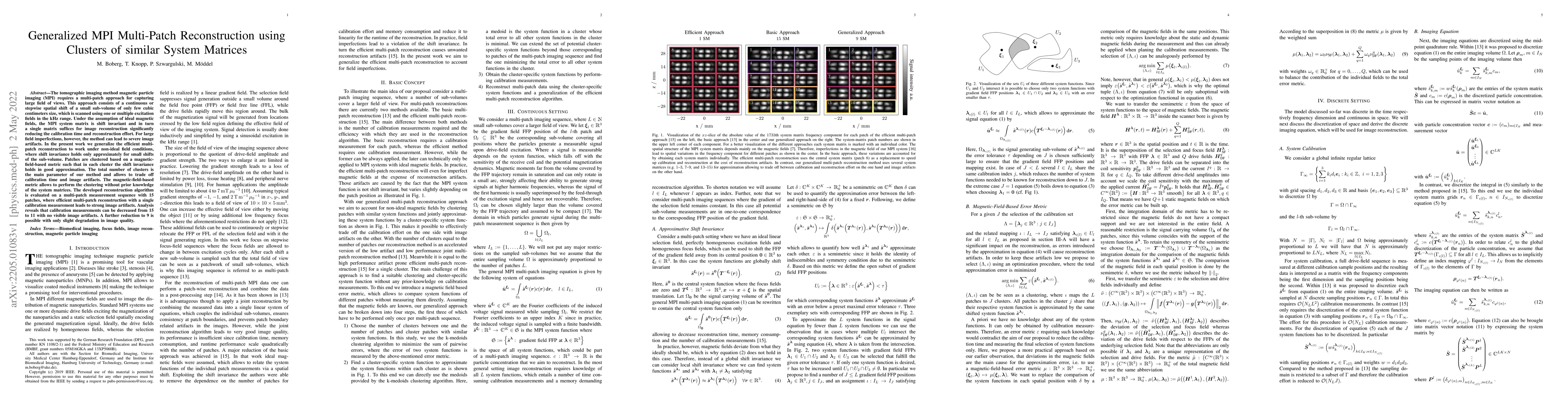 Thumbnail for Generalized MPI Multi-Patch Reconstruction using Clusters of similar
  System Matrices