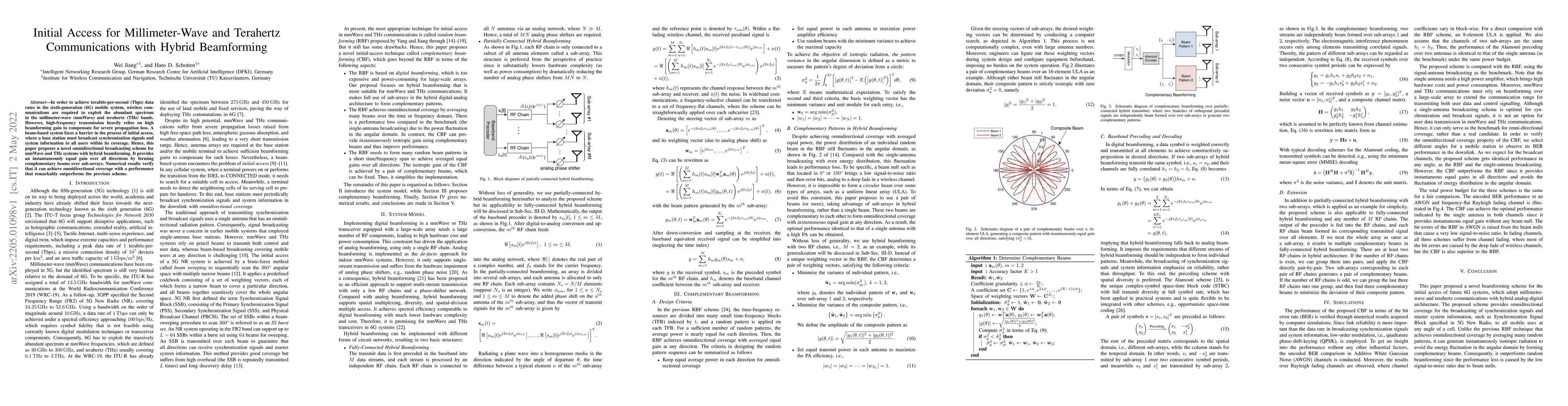 Thumbnail for Initial Access for Millimeter-Wave and Terahertz Communications with
  Hybrid Beamforming