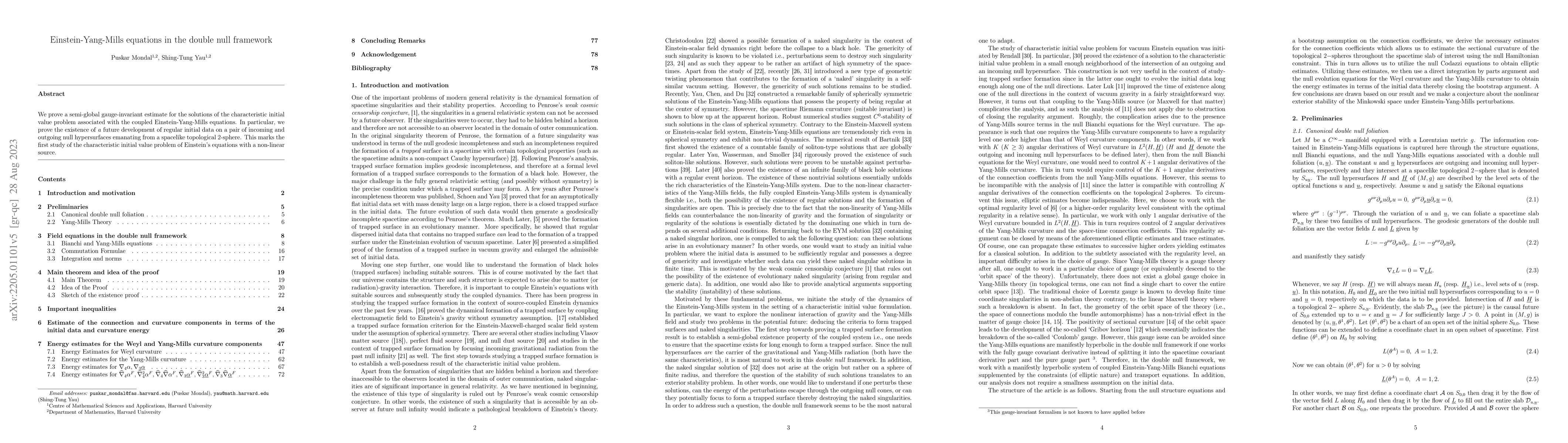 Thumbnail for Einstein-Yang-Mills equations in the double null framework