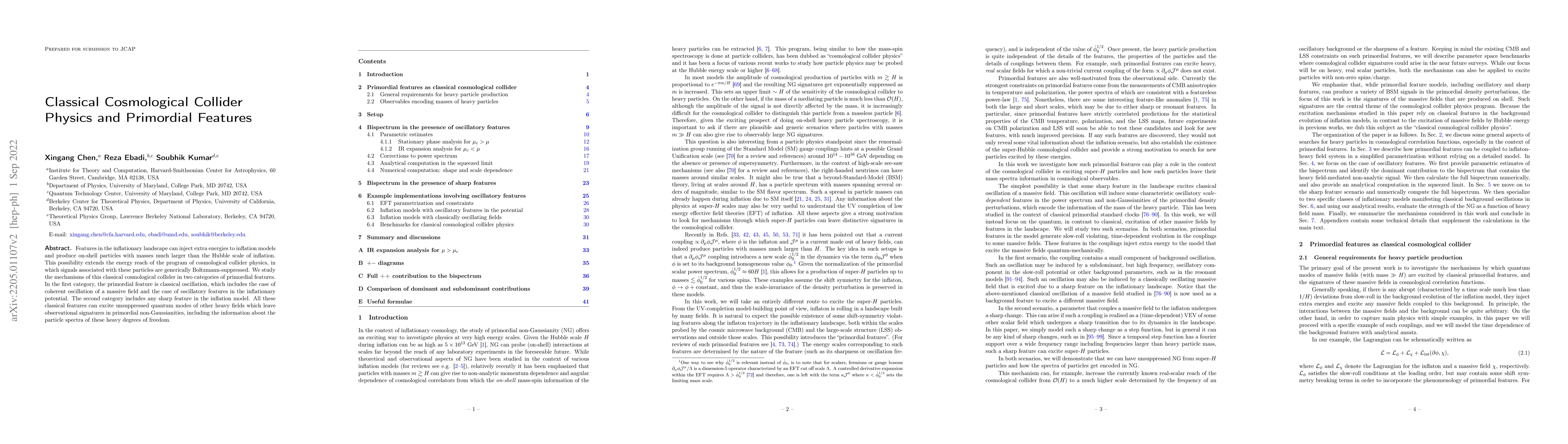 Thumbnail for Classical Cosmological Collider Physics and Primordial Features