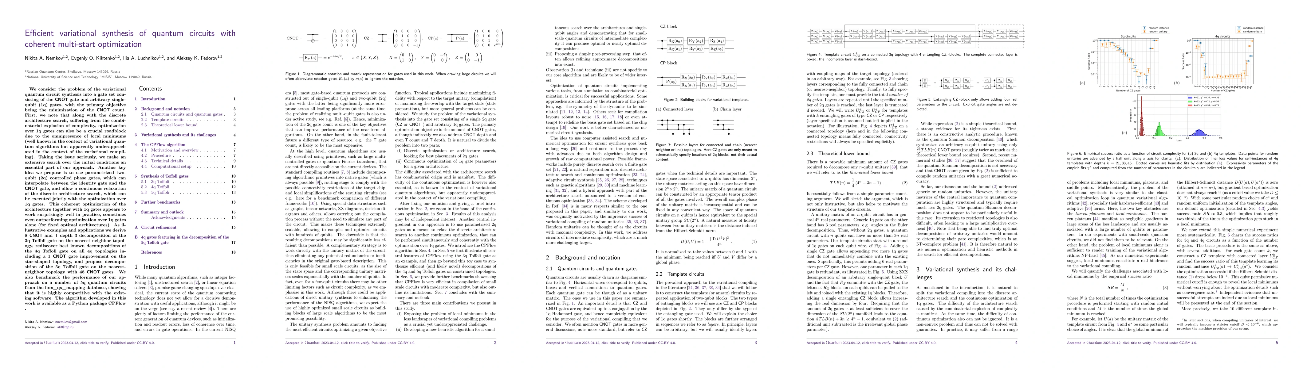 Thumbnail for Efficient variational synthesis of quantum circuits with coherent
  multi-start optimization