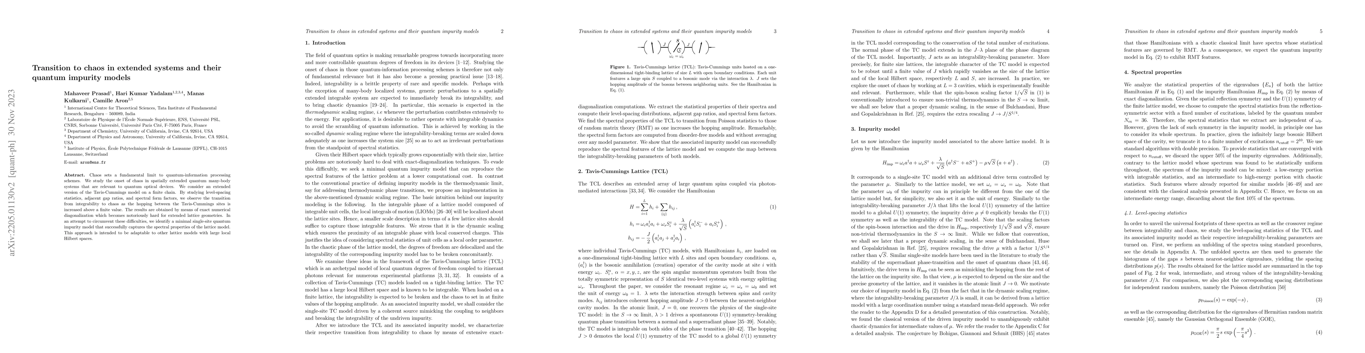 Thumbnail for Transition to chaos in extended systems and their quantum impurity
  models