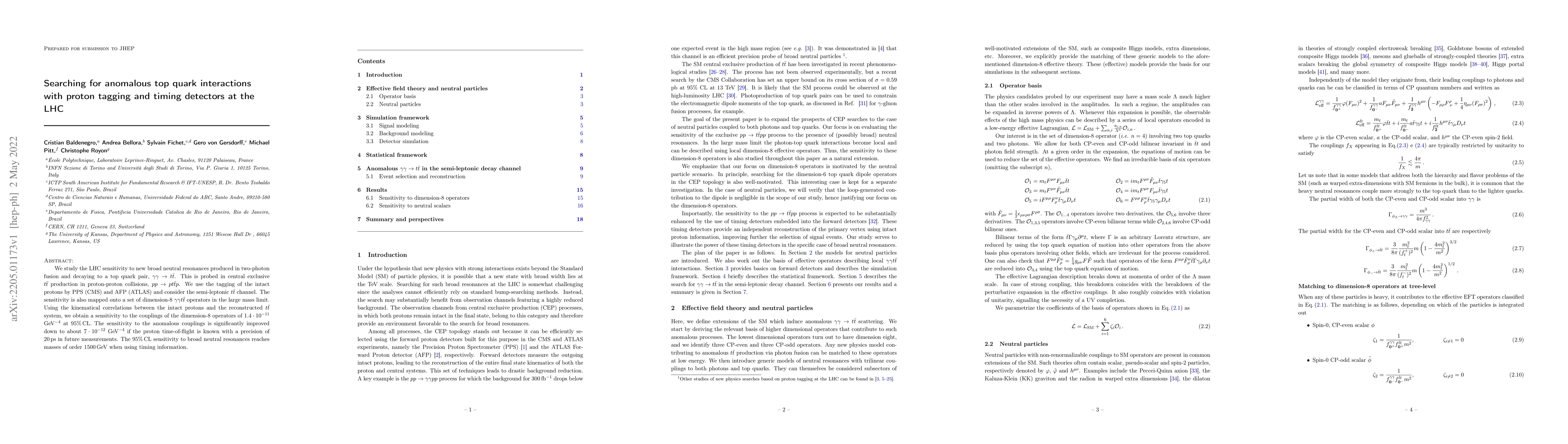 Thumbnail for Searching for anomalous top quark interactions with proton tagging and
  timing detectors at the LHC