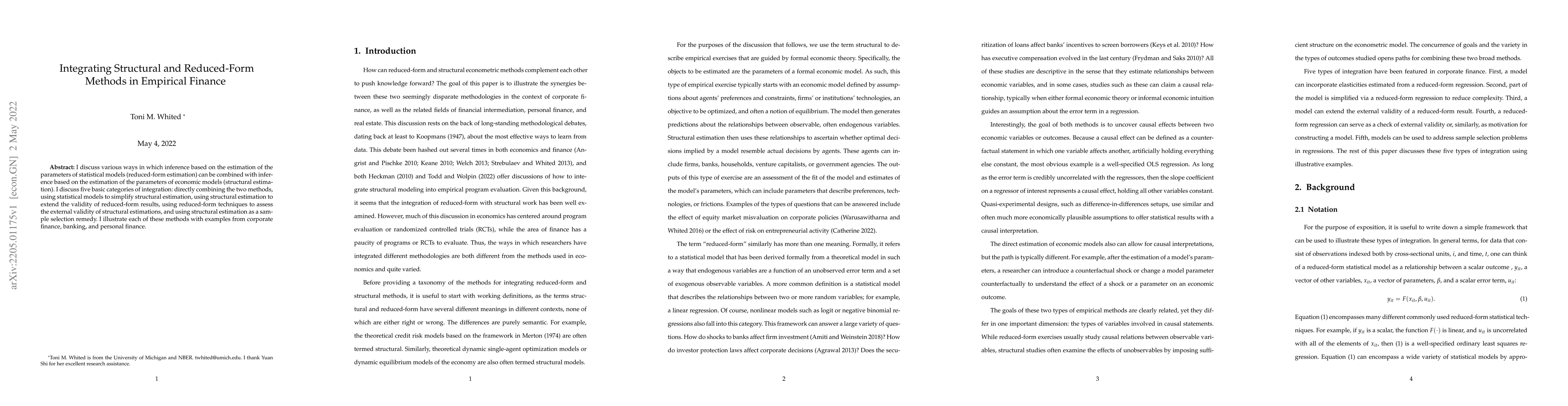 Thumbnail for Integrating Structural and Reduced-Form Methods in Empirical Finance