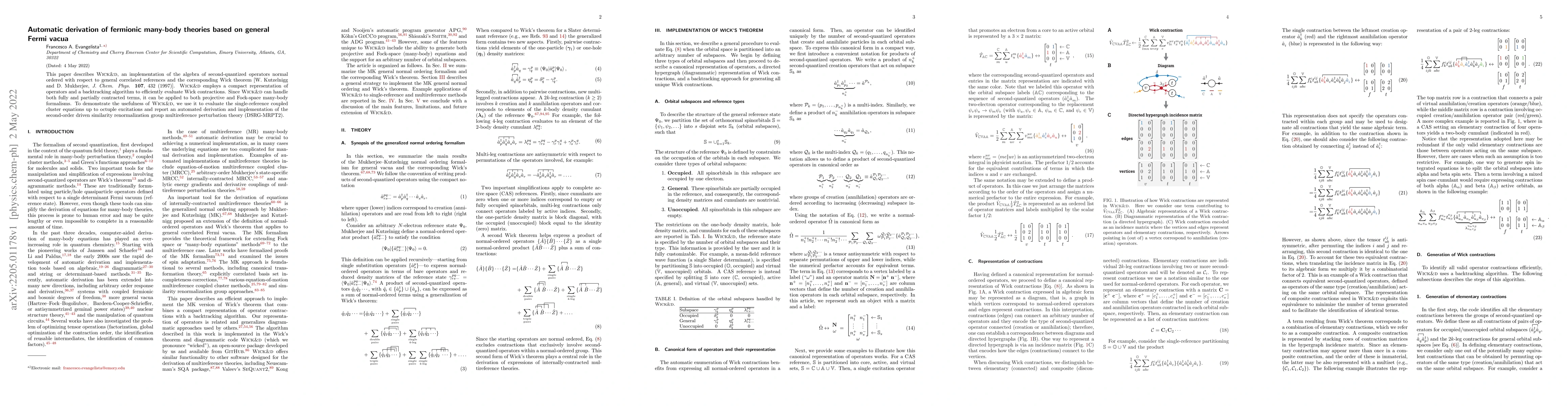 Thumbnail for Automatic derivation of fermionic many-body theories based on general
  Fermi vacua