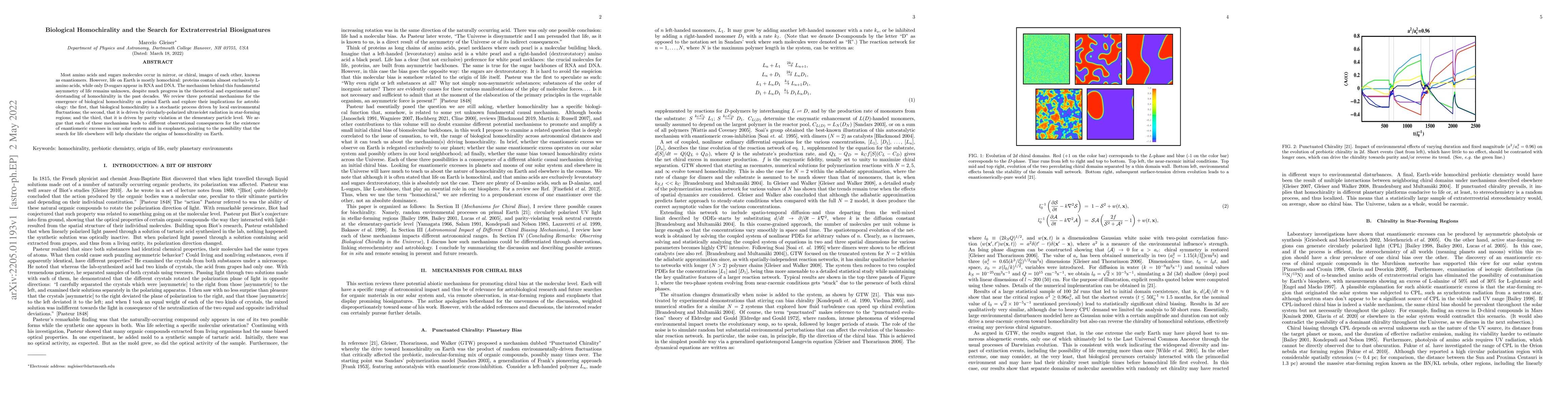 Thumbnail for Biological Homochirality and the Search for Extraterrestrial
  Biosignatures