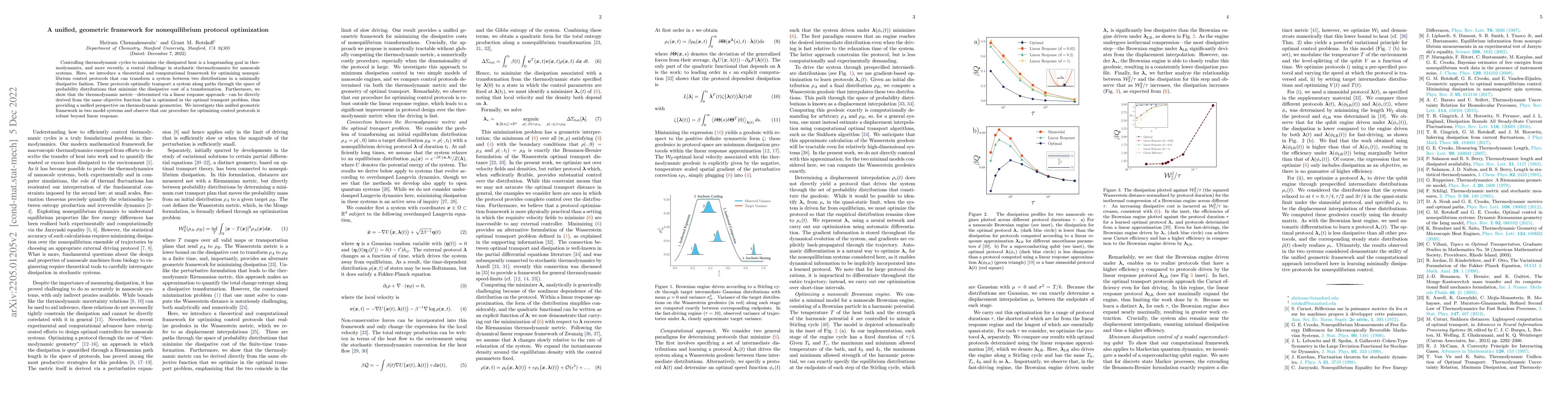 Thumbnail for A unified, geometric framework for nonequilibrium protocol optimization