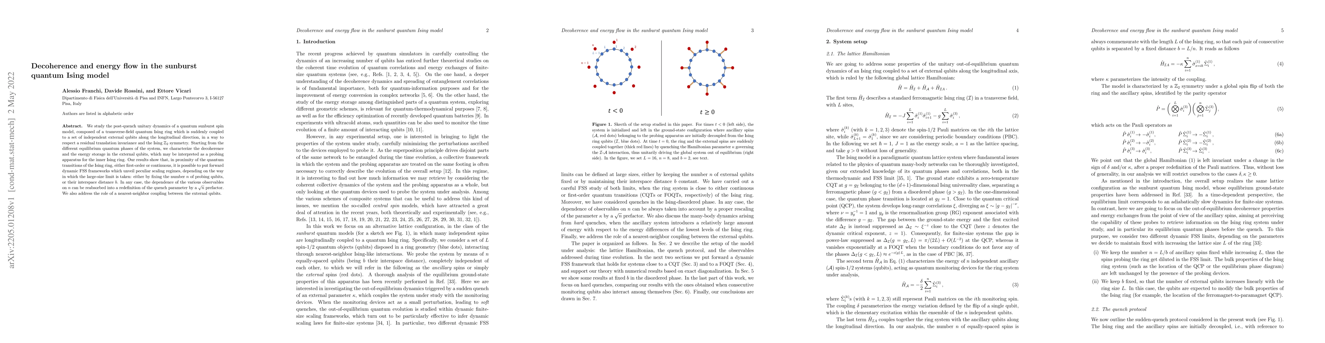 Thumbnail for Decoherence and energy flow in the sunburst quantum Ising model
