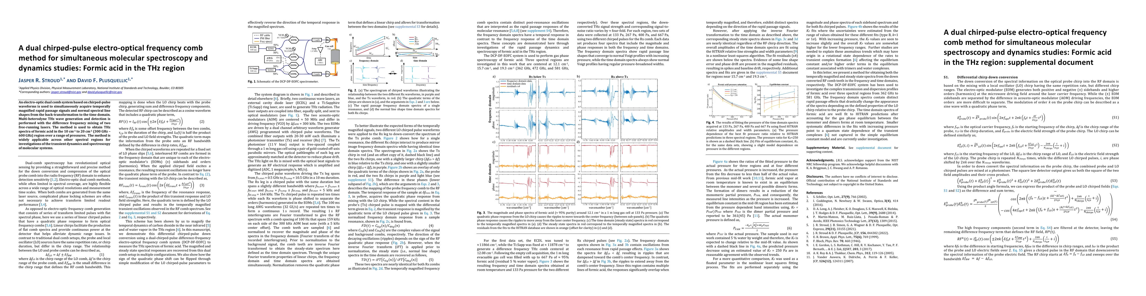 Thumbnail for A dual chirped-pulse electro-optical frequency comb method for
  simultaneous molecular spectroscopy and dynamics studies: Formic acid in the
  THz region