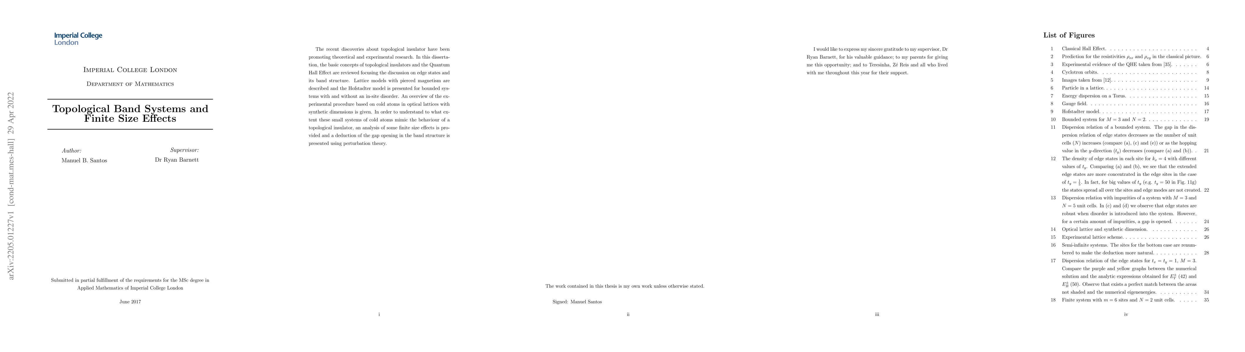 Thumbnail for Topological Band Systems and Finite Size Effects
