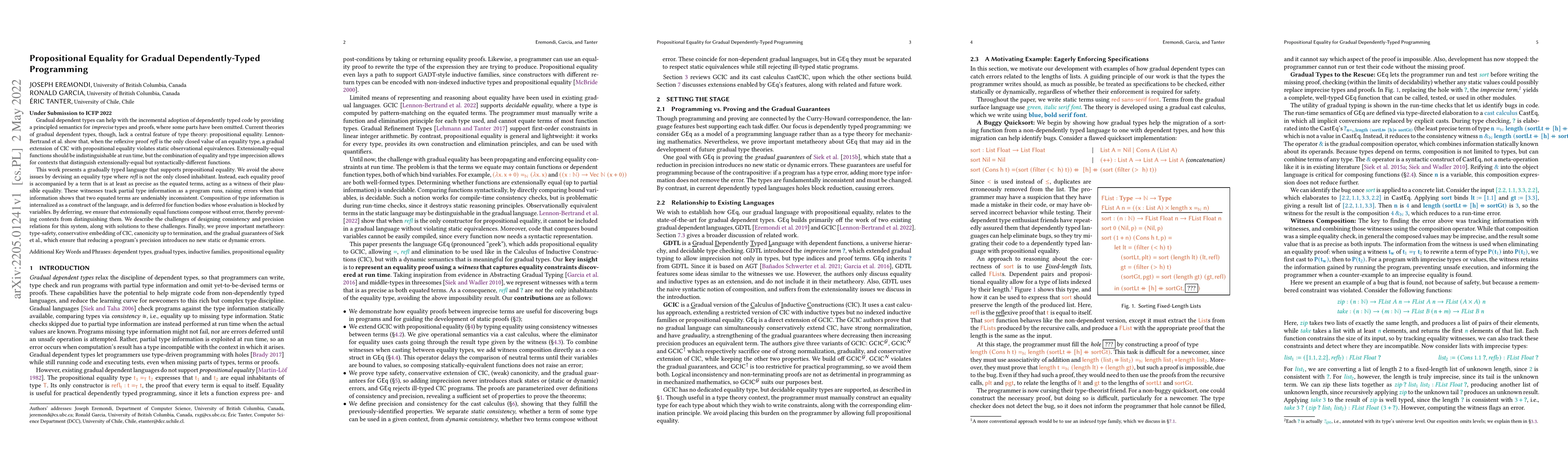 Thumbnail for Propositional Equality for Gradual Dependently Typed Programming