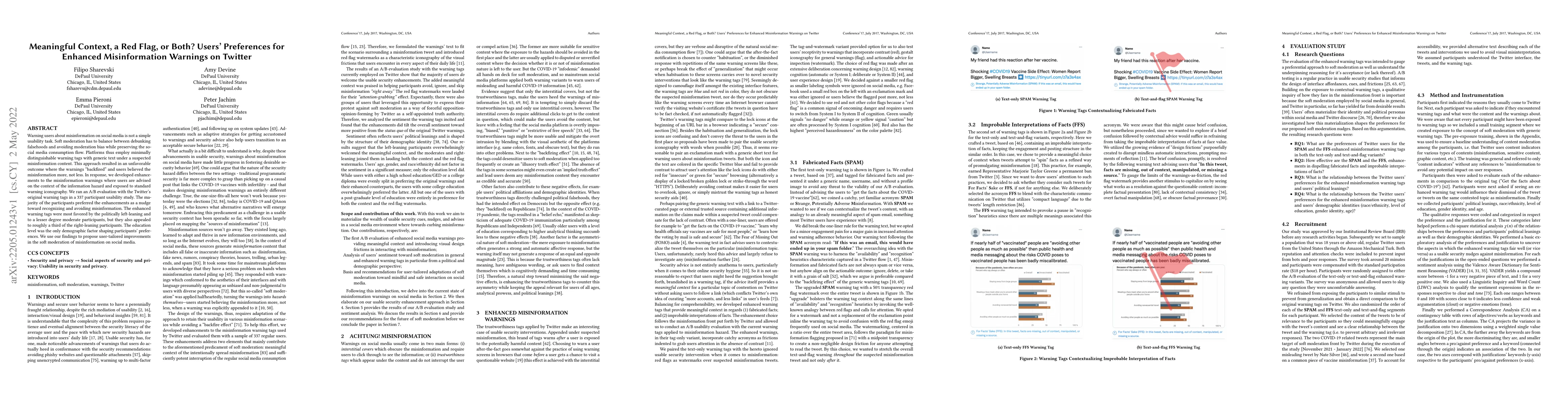 Thumbnail for Meaningful Context, a Red Flag, or Both? Users' Preferences for Enhanced
  Misinformation Warnings on Twitter