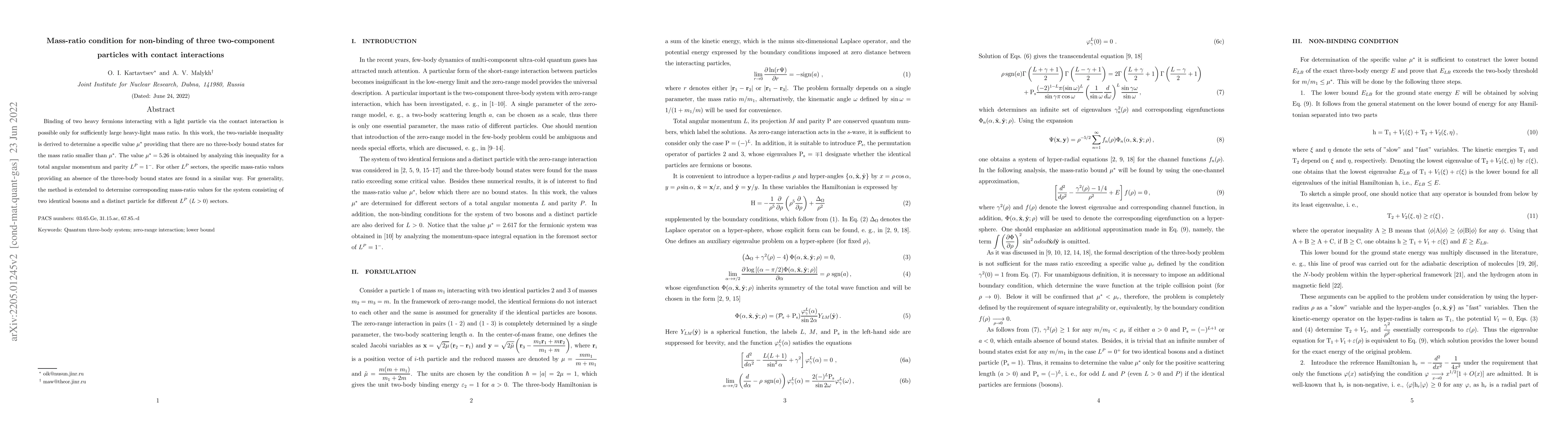 Thumbnail for Mass-ratio condition for non-binding of three two-component particles
  with contact interactions