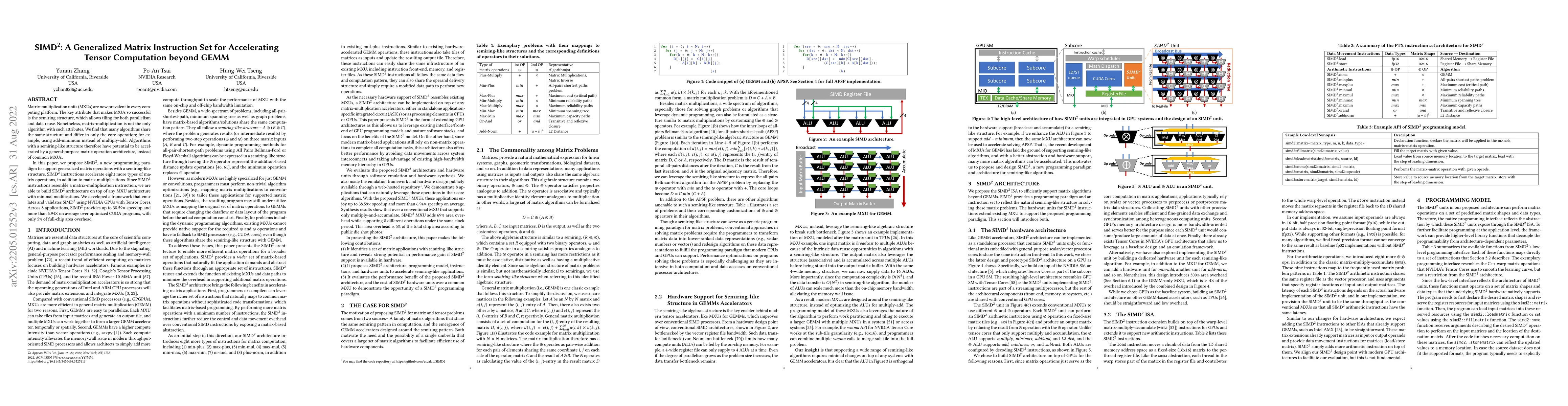 Thumbnail for SIMD$^2$: A Generalized Matrix Instruction Set for Accelerating Tensor
  Computation beyond GEMM