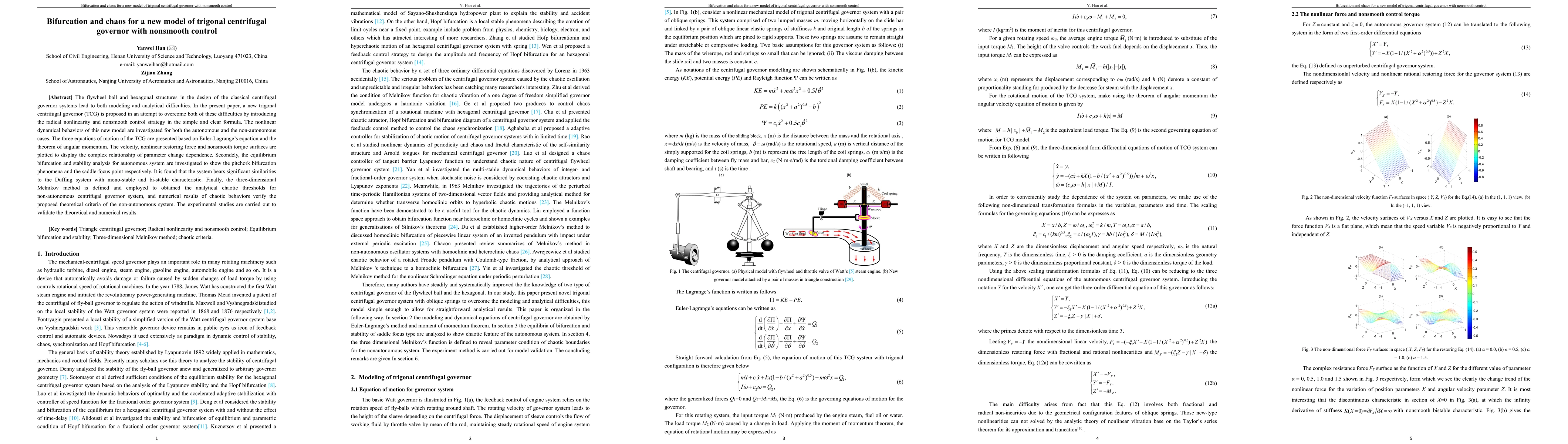 Thumbnail for Bifurcation and chaos for a new model of trigonal centrifugal governor
  with nonsmooth control