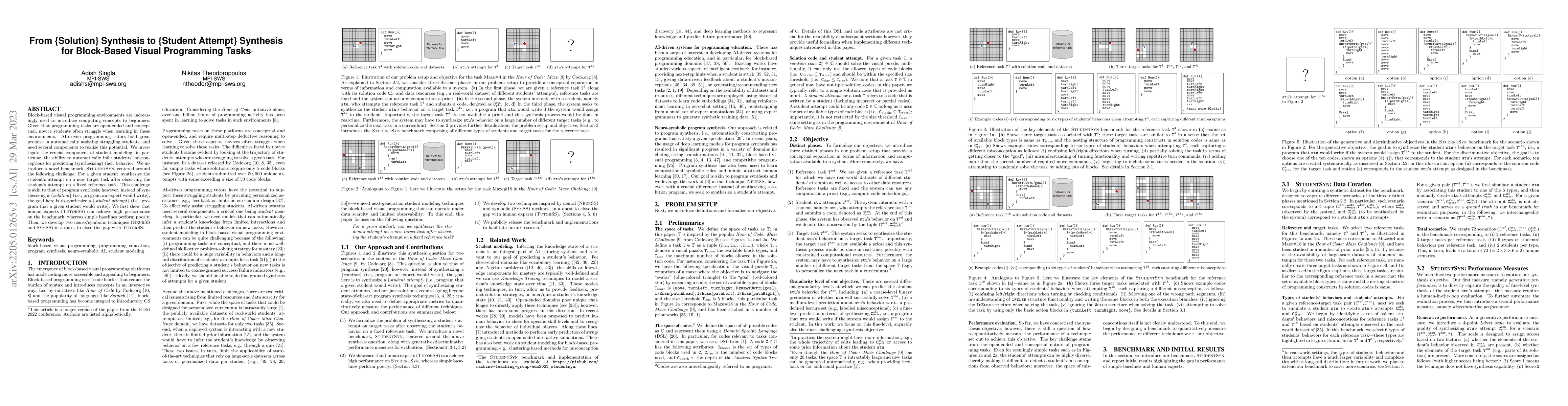 Thumbnail for From {Solution Synthesis} to {Student Attempt Synthesis} for Block-Based
  Visual Programming Tasks