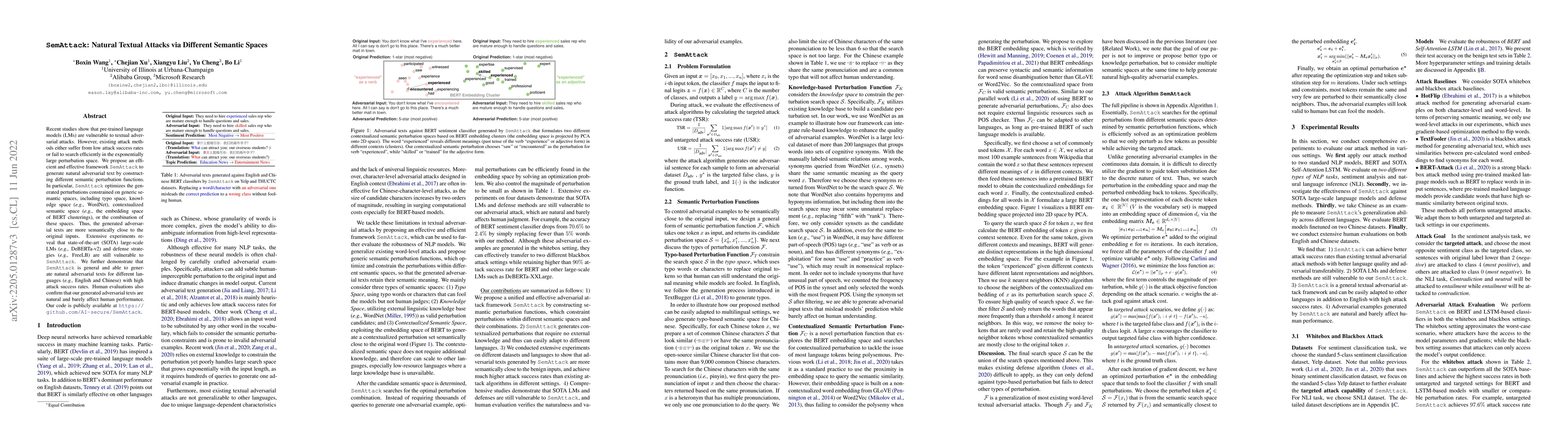 Thumbnail for SemAttack: Natural Textual Attacks via Different Semantic Spaces