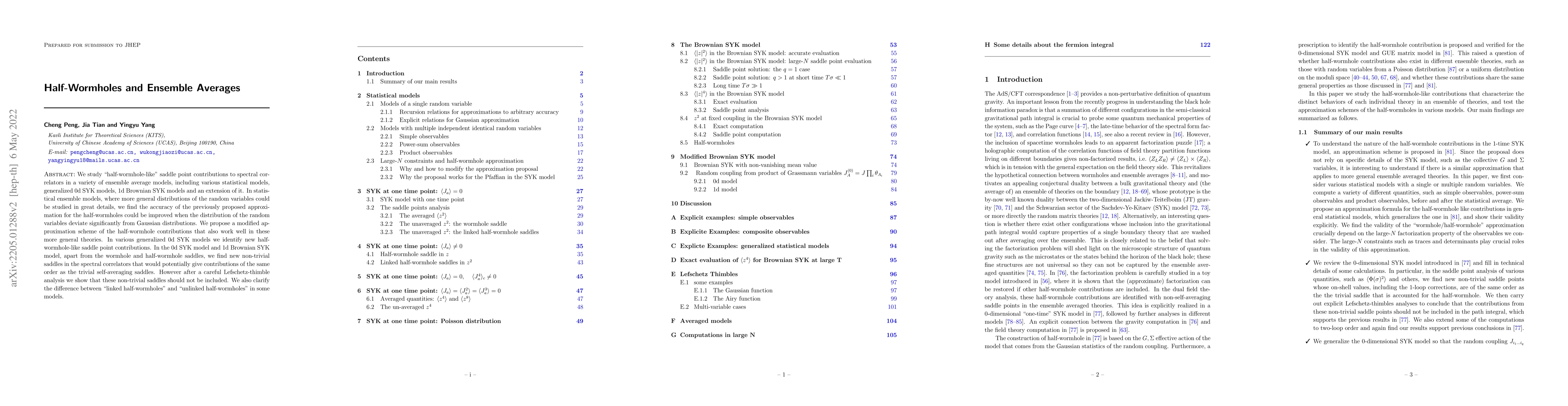 Thumbnail for Half-Wormholes and Ensemble Averages